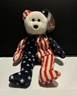 Ty Beanie Babies Spangle Bear Red White Blue Plush 1999 Vintage