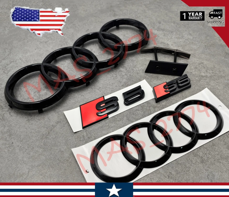 4 peças preto S5 273mm anel frontal 192mm anel traseiro grade emblema porta-malas traseiro - Imagem 3 de 4