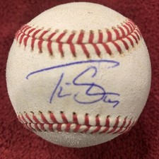 Travis Shaw SIGNED BP Used OML Baseball - MLB Autograph Red Sox Brewers Mayor