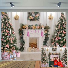 10x8FT 7X5FT Christmas Fireplace Backdrop Christmas Backdrop Xmas Tree Gift C...