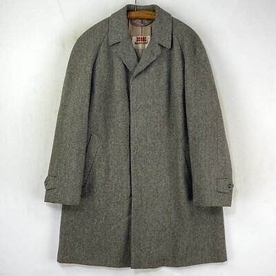 Dhobi Overcoat Mens 42 Grey Weatherlux Showerproof Tweed