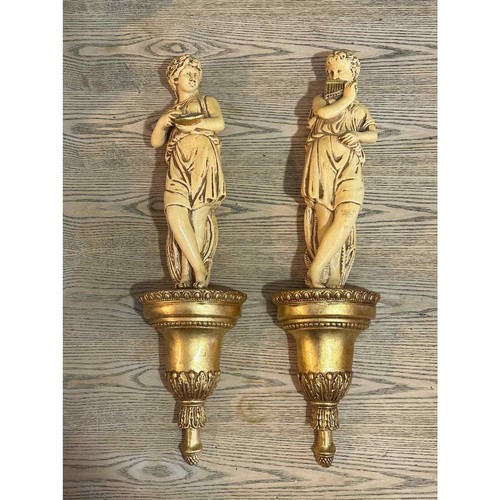 VINTAGE JARU PLASTER CHALKWARE GREEK GODS WALL HANGING STATUE FIGURE