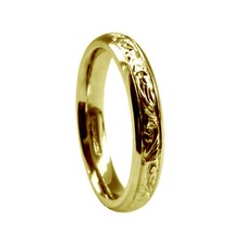 Hand Engraved 18ct Yellow Gold 5mm Wedding Rings Court Comfort NEW UK HM Bands
