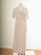 Ines de la Fressange Uniqlo Small Rayon Crepe Wrap Dress Short Sleeve Ruffle 