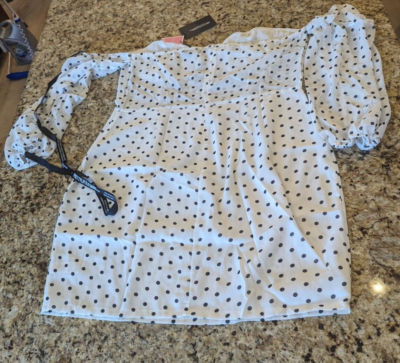 PrettyLittleThing Women's Plus White Polka Dot Mesh Inserted Bodycon Dress  US 18 | eBay