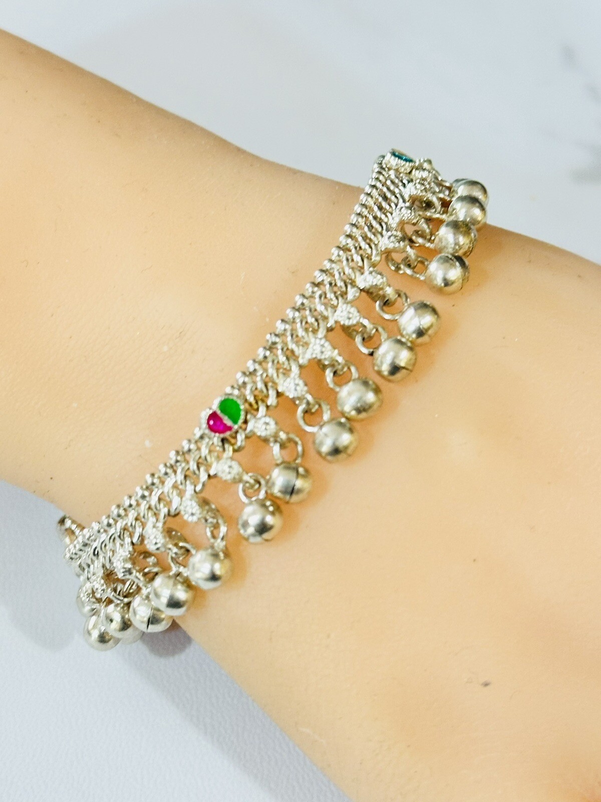 handmade solid sterling silver jingling bells Ank… - image 1