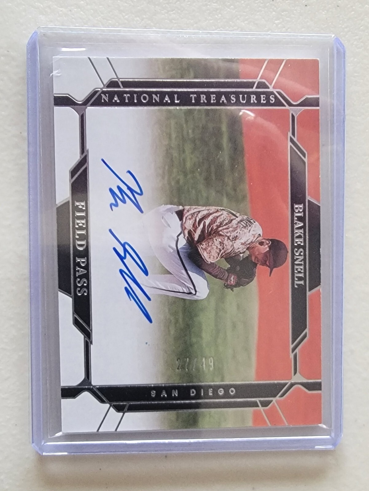 2022 Panini National Treasures Field Pass Blake Snell On card auto 27/49