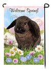 Welcome Spring Garden Flag - Sable Mini Lop Rabbit
