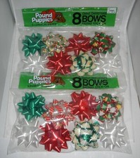 Vintage 1985 Pound Puppies Christmas Present Bows - 2 Bags with 8 Bows Each