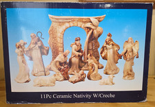 11 Piece Ceramic Nativity with Creche in the Original Box