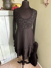 Judith Ann Creations Empire Waist Midi Dress Asymmetric Silk Women's Size S