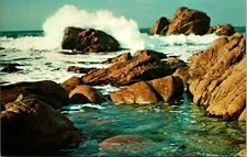 Ocean Surf Rock Coast Maine ME Postcard unused (20740)