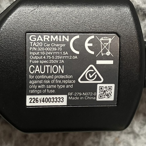 Garmin TA20 GPS Car Power Charger Cable 3200023970 Tested eBay
