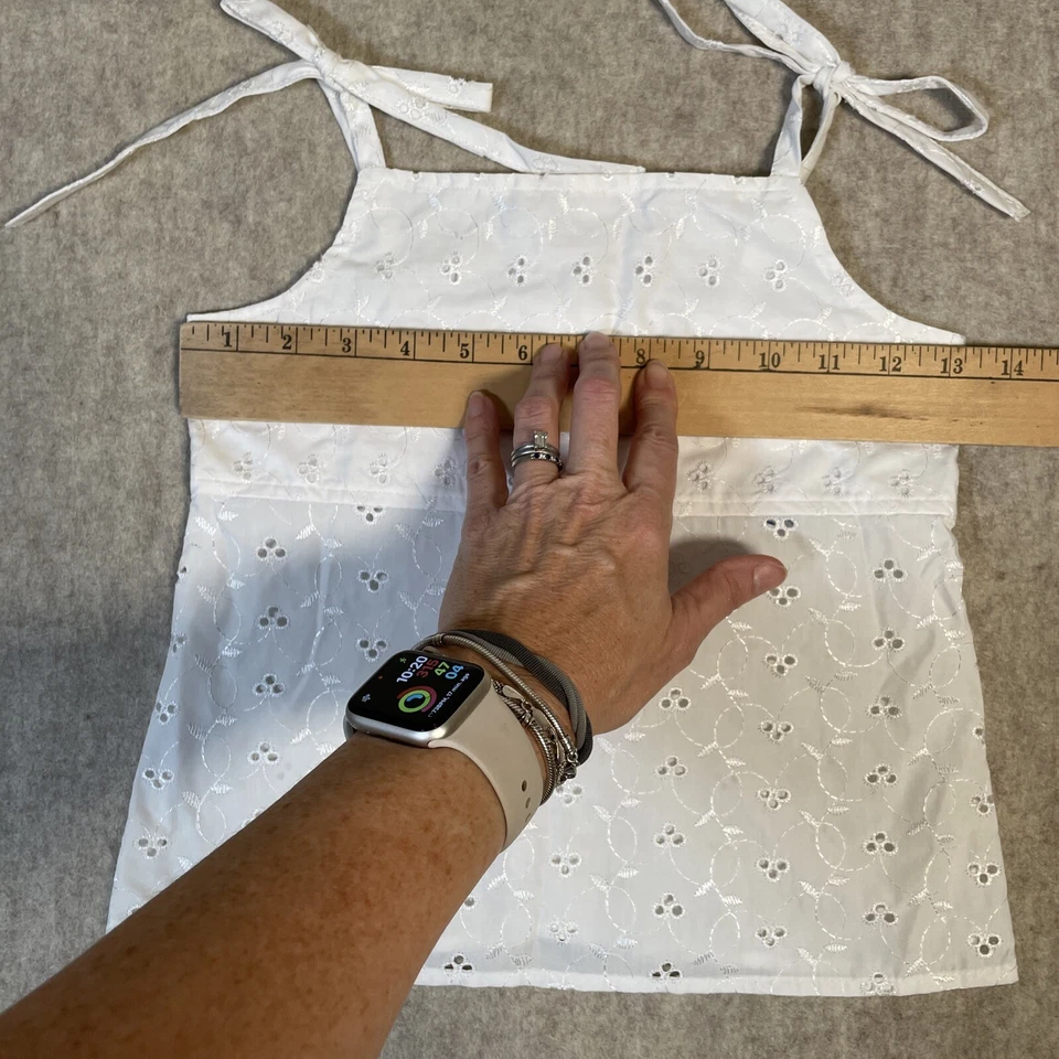 Kelly’s Kids Medium (7-8) Shoulder Tie Top White Eyelet Lace - Image 3 of 4