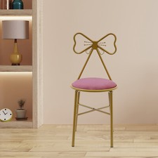 Makeup Dressing Chair Pink Bow Backrest Princess Chair Butterfly Shaped Armless