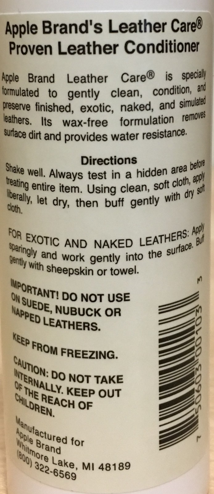 Apple Brand Leather Care Conditioner finished exotic naked leather Wax