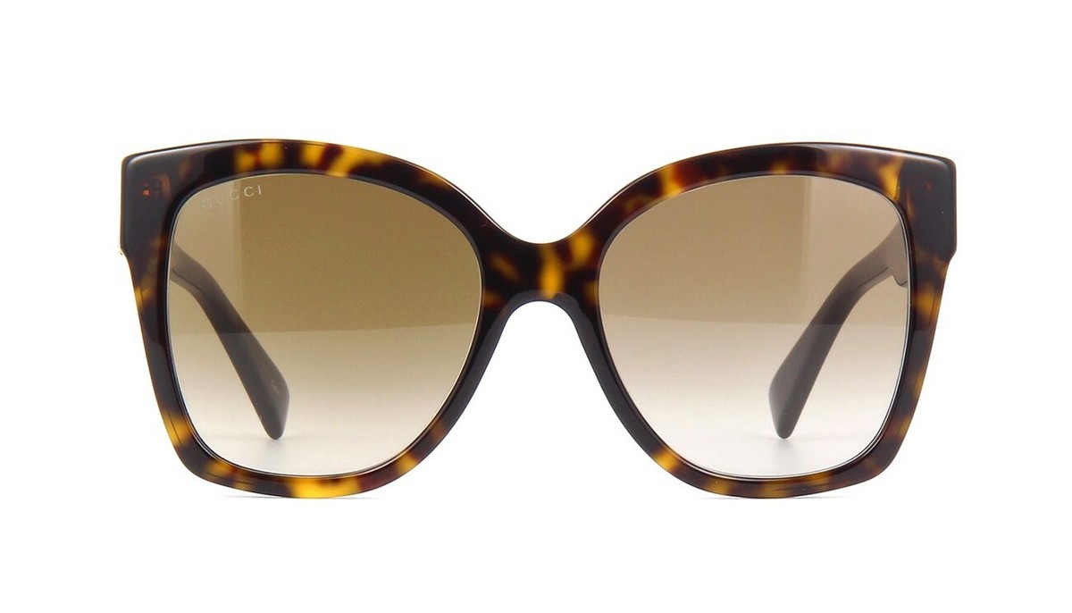 GUCCI ハタフライサンクラス GG0459S 001 Gucci GG0459S Dark Havana/Brown Shaded (002 QX) Sunglasses