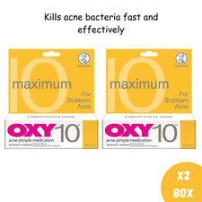 2x OXY 10 10 Benzoyl Peroxide 25g Stubborn Acne Pimple Spot Control Treatment