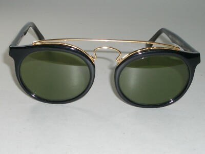 VINTAGE B&L RAY BAN W0932 SHINY BLACK EBONY RB3 GREEN GATSBY STYLE