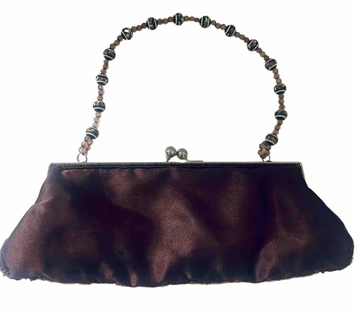 Gorgeous! Vintage Sequins Bag With Beaded Strap Copper Brown Color 11”x4.5” - Picture 3 of 8