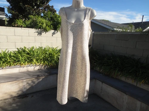 St. John Knits Embellished Spec. Occ. Gold Unlined Dress, Sparkly, Wmns' Sz 10
