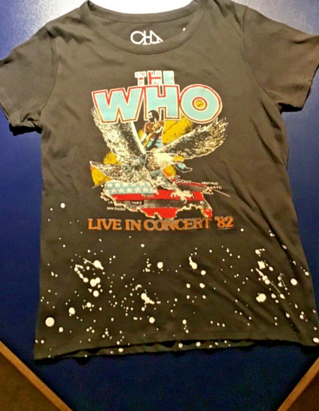 Chaser Brand The Who Live In Concert ‘82 Paint Splatter Tee Size Women's Medium