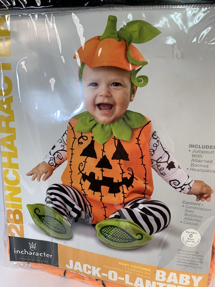 婴幼儿 全新 Pkg Jack-O-Lantern 南瓜服装连身裤 尺寸:12-18 mos — 第 2/4 张图片
