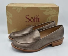 Sofft Womens Size 7.5 Napoli Bronze Leather Slip On Loafers Shoes
