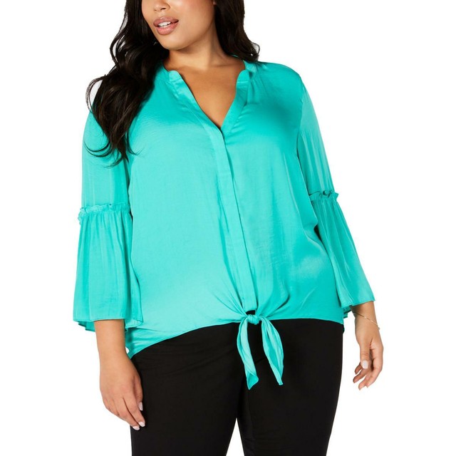 green satin button down