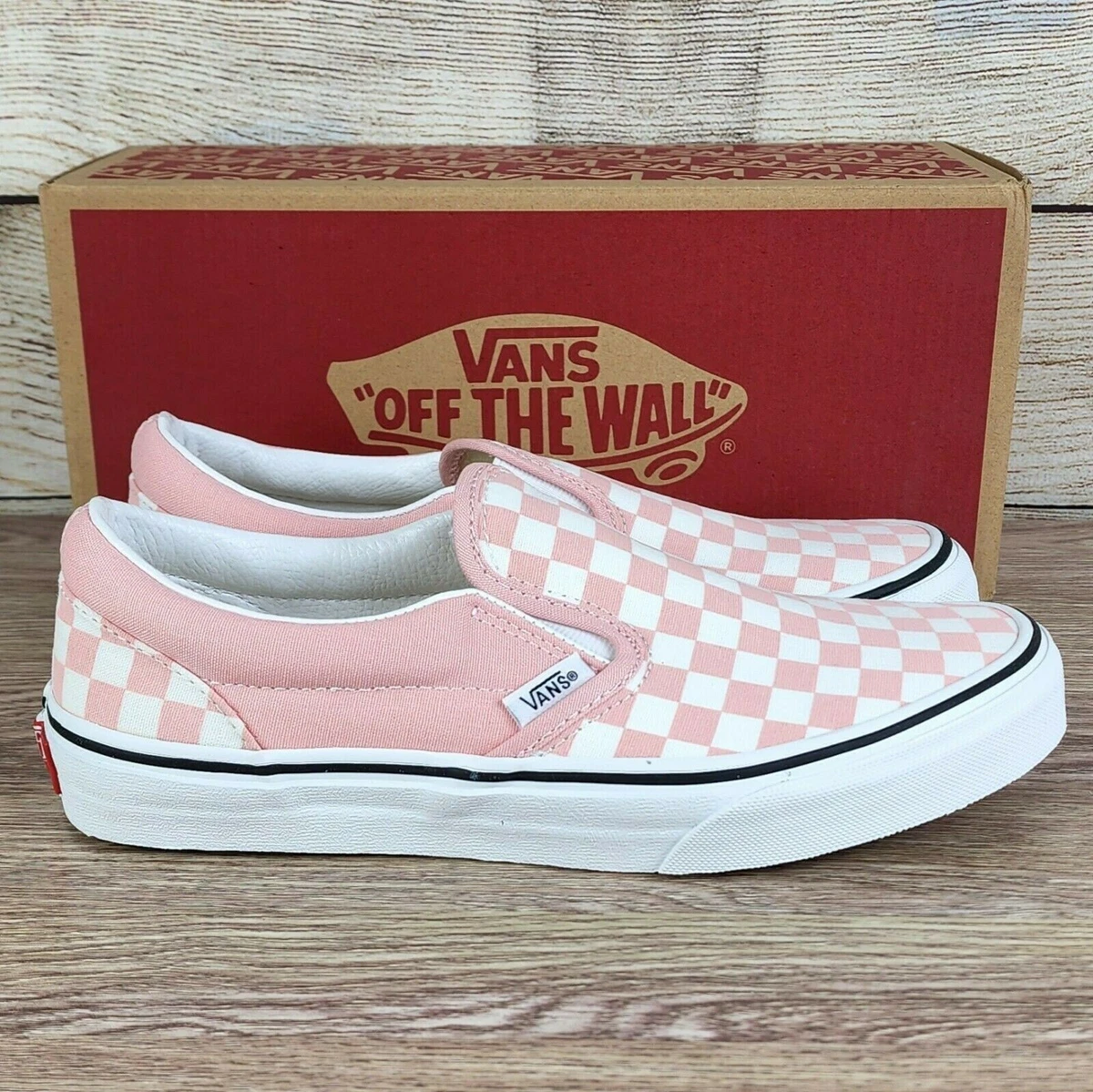pink and brown checkered vans