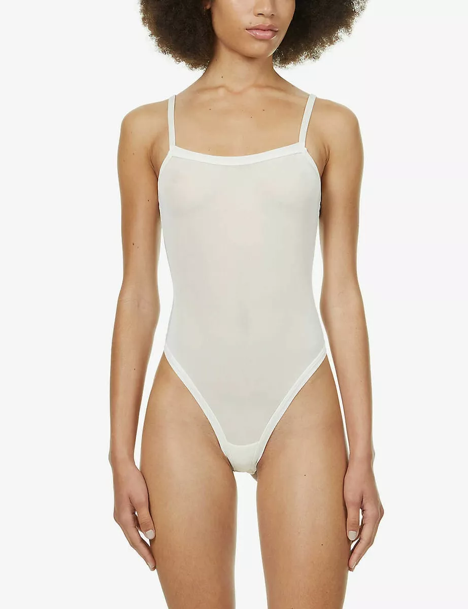 SKIMS SEXY BONE IVORY WHITE SQUARE NECK MESH BODYSUIT 3XL UK 24-26