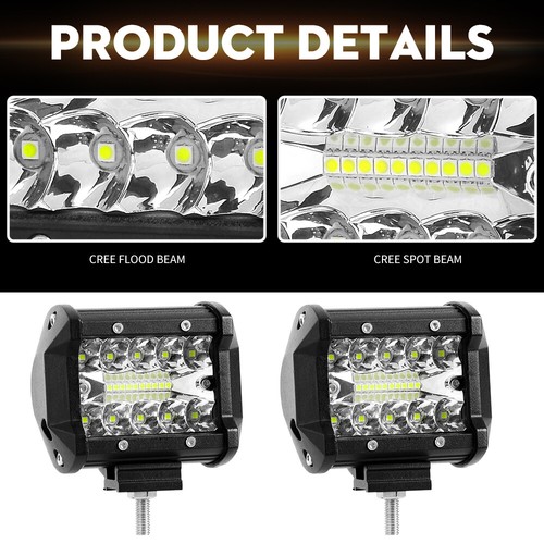 Pair 4" inch LED Light Bar Flood Spot Beam Off-road Work Driving Truck Boat 4WD - Picture 3 of 15