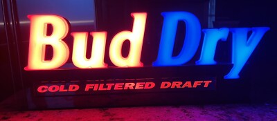 Vintage 1991 Bud Dry Cold Filtered Draft Beer Lighted Sign