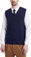 Men'S Cashmere Wool Blended Vest Sweater Lightweight Relaxed Fit V Neck Sleevele