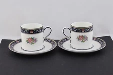 SET OF 2 WEDGWOOD FINE BONE CHINA RUNNYMEDE BLUE DEMITASSE CUP & SAUCER  - MINT