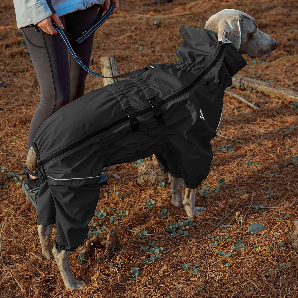 Casaco de chuva impermeável para cachorro colete reflexivo jaqueta com capuz PRETO - Imagem 4 de 4