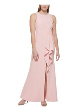 ELIZA J Womens Pink Front Slit Lined Sleeveless Formal Gown Dress 4