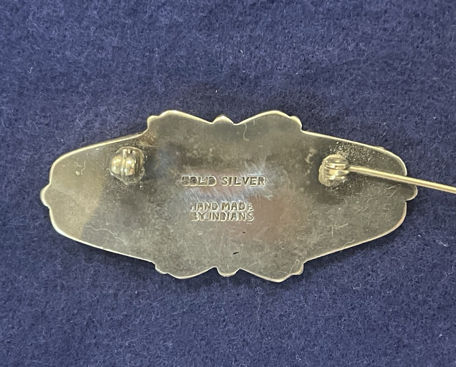 Solid Silver Pin with Agate Stone Hand Made by In… - image 4