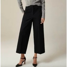 J. Crew Sydney Wide Leg Cropped Pant in Four Season Stretch in Black. Size 16