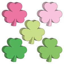 45Pcs St. Patrick's Day Shamrock Cutouts Irish Clover Cut-Outs Gradient Pink Gre