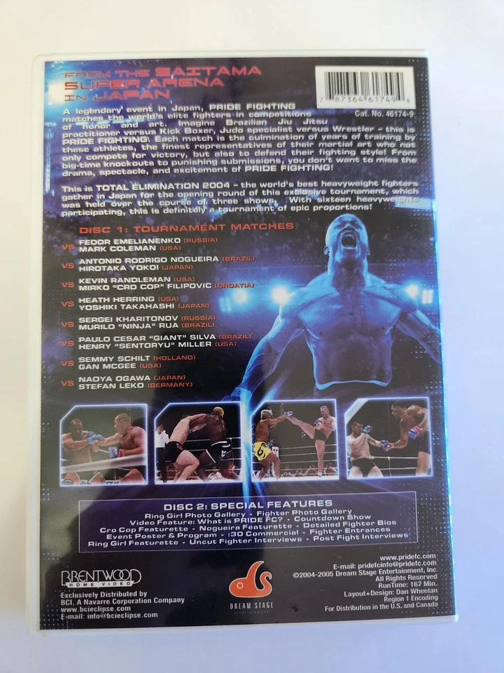 Pride FC : Total Elimination 2 Discs (MMA DVD, 2004) - Image 2 of 3