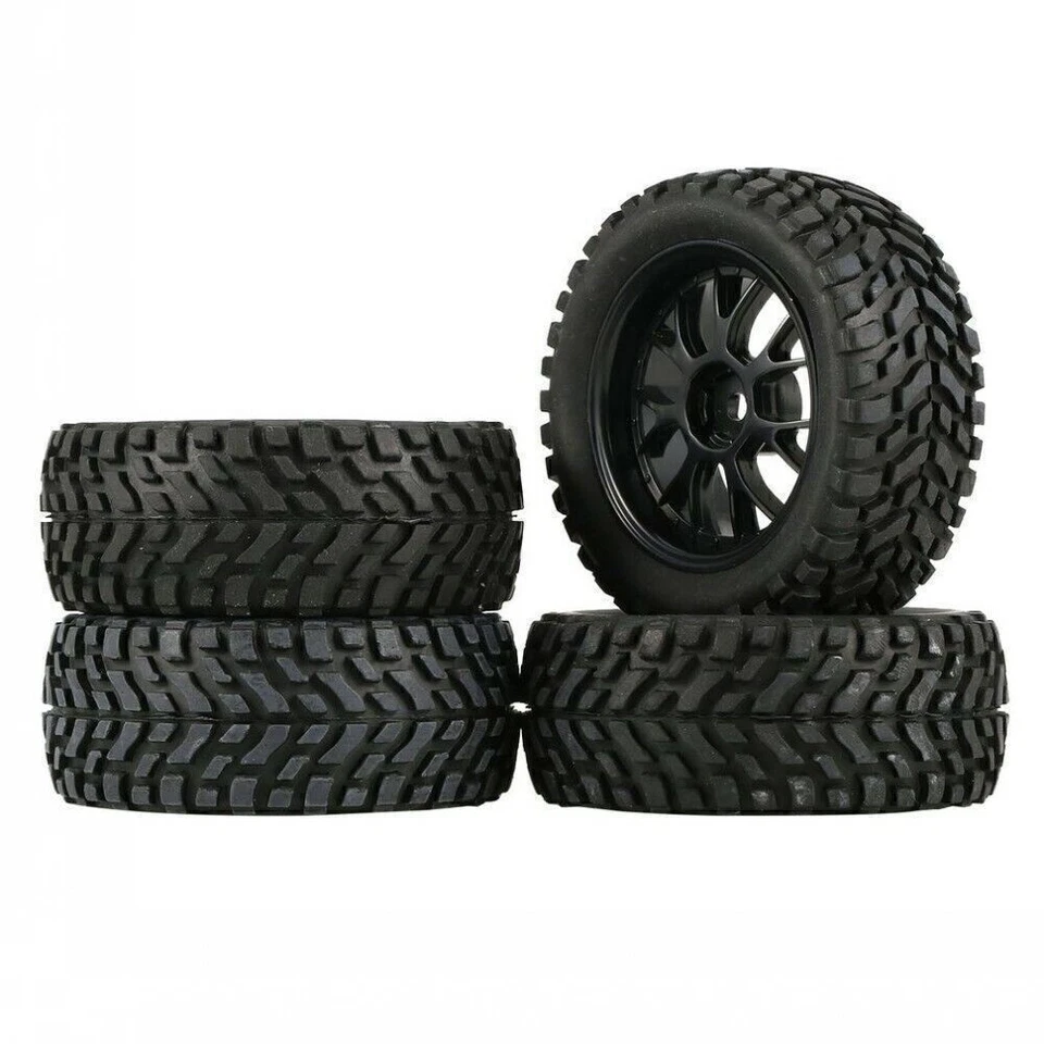 4Pcs 75mm Wheel Tires 12mm Hex For HSP Wltoys 144001 1:14 1:16 1:18 RC Buggy Car - Image 4 of 4