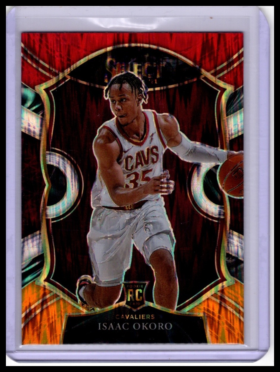 2020-21 Panini Select #65 Isaac Okoro Red White Orange Flash