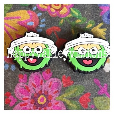 2 Piece GREEN GROUCHY OSCAR SESAME ST. Focal Beads DIY Pens+
