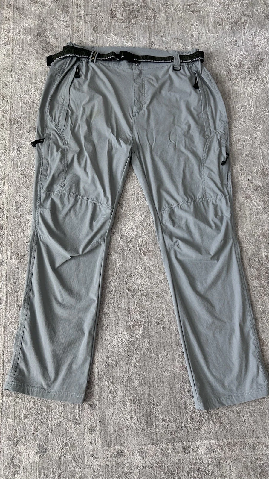 Outdoor Sports Men Pants Golf Hiking Sz XL Gray Partial Elastic Waist 35x31 Belt