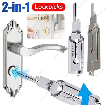 2-in-1 Stainless Steel Key Decoder Portable Precision Hook Pickup Hand Tool 1pcs