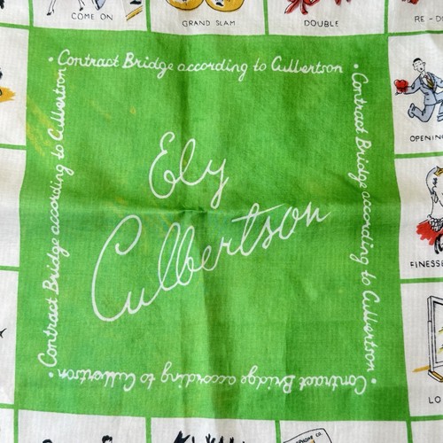 Vintage Silk Scarf Contract Bridge Terminology Ely Culbertson Detailed RARE