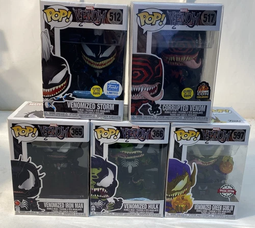 Funko Pop! Marvel Venomized Lot Of 5 Green Goblin Iron Man, Hulk, Storm, Venom