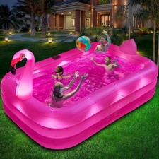 Inflatable Pool with Lights, Solar Flamingo Swimming Pool for Kids,Adults