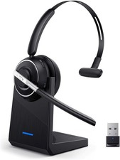 Bluetooth Headset, V5.2 Computer Headset with Noise Cancelling Mic.